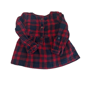 10/20$ Joe Fresh Baby Flannel Red and Black Plaid Top Blouse size 18-24months